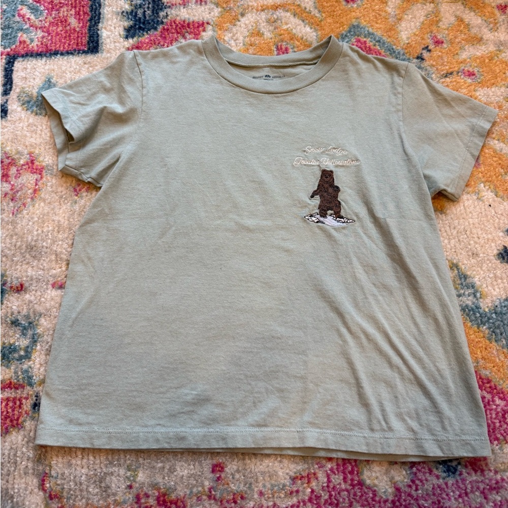 Brandy Melville sage green bear graphic tee
